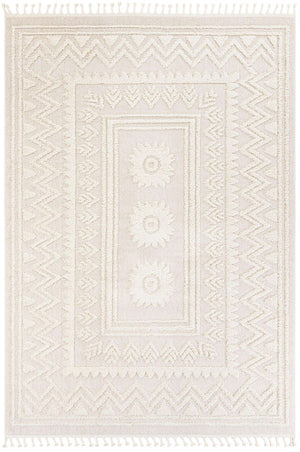 Ivory 7' 10 x 11' Boho Rectangle Area Rug 100% Polyester With Cotton Backing Geometric Modern Boho Bohemian Decor Carpet for Living Rooms Office Dining Kitchen Unique Interior Design for Sale at Rug Engine