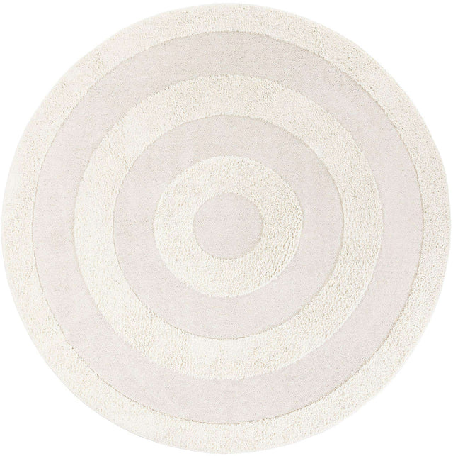 Ivory 10' x 10' Boho Round Area Rug 100% Polyester With Cotton Backing Geometric Modern Boho Bohemian Decor Carpet for Living Rooms Office Dining Kitchen Unique Interior Design for Sale at Rug Engine