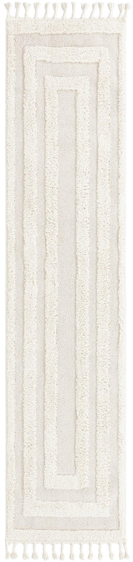 Ivory 2' 7 x 10' Boho Runner Area Rug 100% Polyester With Cotton Backing Geometric Modern Boho Bohemian Decor Carpet for Living Rooms Office Dining Kitchen Unique Interior Design for Sale at Rug Engine