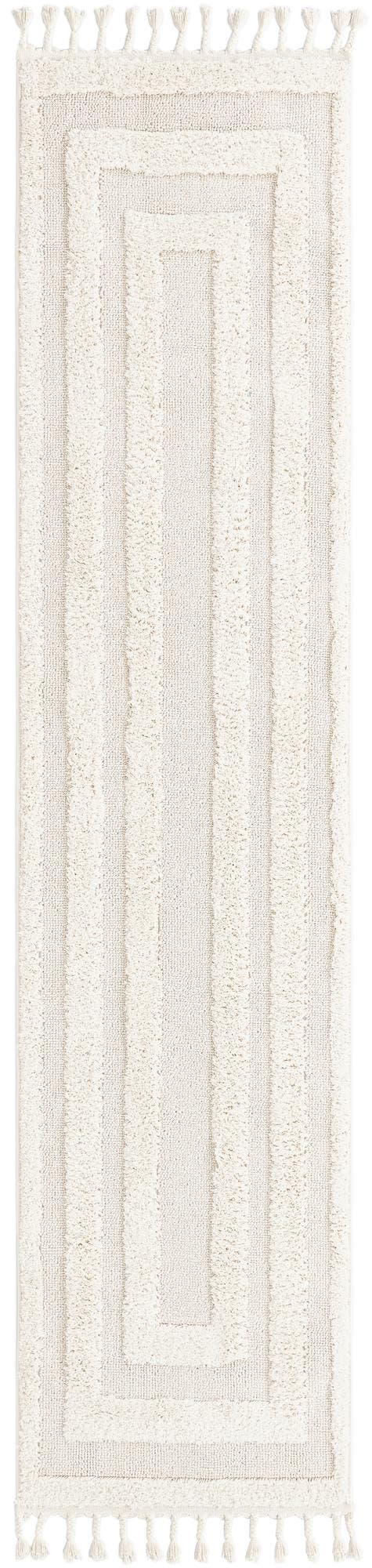 Ivory 2' 7 x 10' Boho Runner Area Rug 100% Polyester With Cotton Backing Geometric Modern Boho Bohemian Decor Carpet for Living Rooms Office Dining Kitchen Unique Interior Design for Sale at Rug Engine