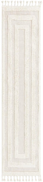 Ivory 2' 7 x 10' Boho Runner Area Rug 100% Polyester With Cotton Backing Geometric Modern Boho Bohemian Decor Carpet for Living Rooms Office Dining Kitchen Unique Interior Design for Sale at Rug Engine