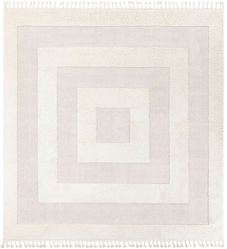 Ivory 10' x 10' Boho Square Area Rug 100% Polyester With Cotton Backing Geometric Modern Boho Bohemian Decor Carpet for Living Rooms Office Dining Kitchen Unique Interior Design for Sale at Rug Engine
