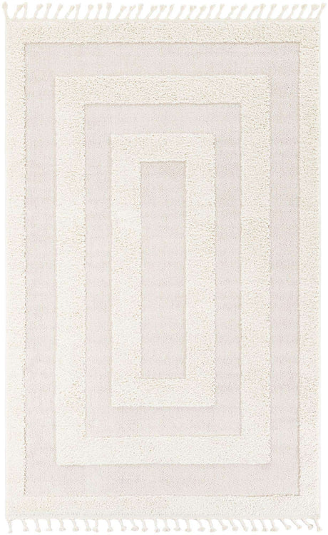 Ivory 6' 1 x 9' Boho Rectangle Area Rug 100% Polyester With Cotton Backing Geometric Modern Boho Bohemian Decor Carpet for Living Rooms Office Dining Kitchen Unique Interior Design for Sale at Rug Engine
