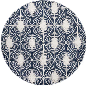 Blue 10' x 10' Boho Round Area Rug 100% Polyester With Cotton Backing Geometric Modern Boho Bohemian Decor Carpet for Living Rooms Office Dining Kitchen Unique Interior Design for Sale at Rug Engine