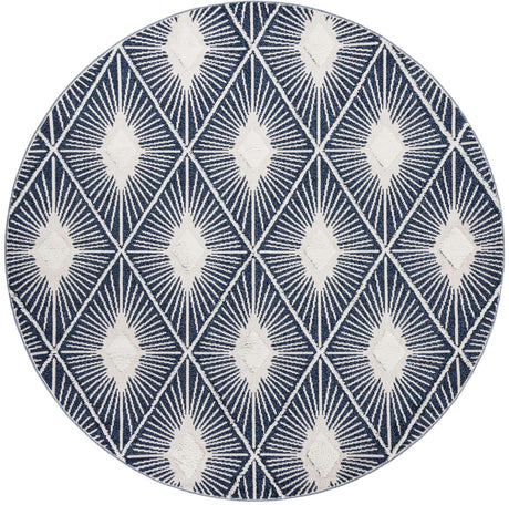 Blue 10' x 10' Boho Round Area Rug 100% Polyester With Cotton Backing Geometric Modern Boho Bohemian Decor Carpet for Living Rooms Office Dining Kitchen Unique Interior Design for Sale at Rug Engine