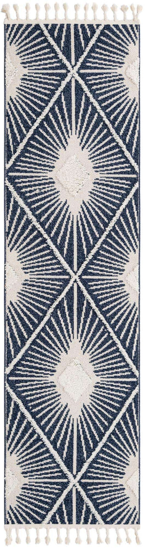 Blue 2' 7 x 10' Boho Runner Area Rug 100% Polyester With Cotton Backing Geometric Modern Boho Bohemian Decor Carpet for Living Rooms Office Dining Kitchen Unique Interior Design for Sale at Rug Engine