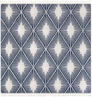 Blue 10' x 10' Boho Square Area Rug 100% Polyester With Cotton Backing Geometric Modern Boho Bohemian Decor Carpet for Living Rooms Office Dining Kitchen Unique Interior Design for Sale at Rug Engine