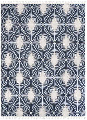 Blue 10' x 13' 1 Boho Rectangle Area Rug 100% Polyester With Cotton Backing Geometric Modern Boho Bohemian Decor Carpet for Living Rooms Office Dining Kitchen Unique Interior Design for Sale at Rug Engine