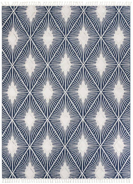 Blue 10' x 13' 1 Boho Rectangle Area Rug 100% Polyester With Cotton Backing Geometric Modern Boho Bohemian Decor Carpet for Living Rooms Office Dining Kitchen Unique Interior Design for Sale at Rug Engine