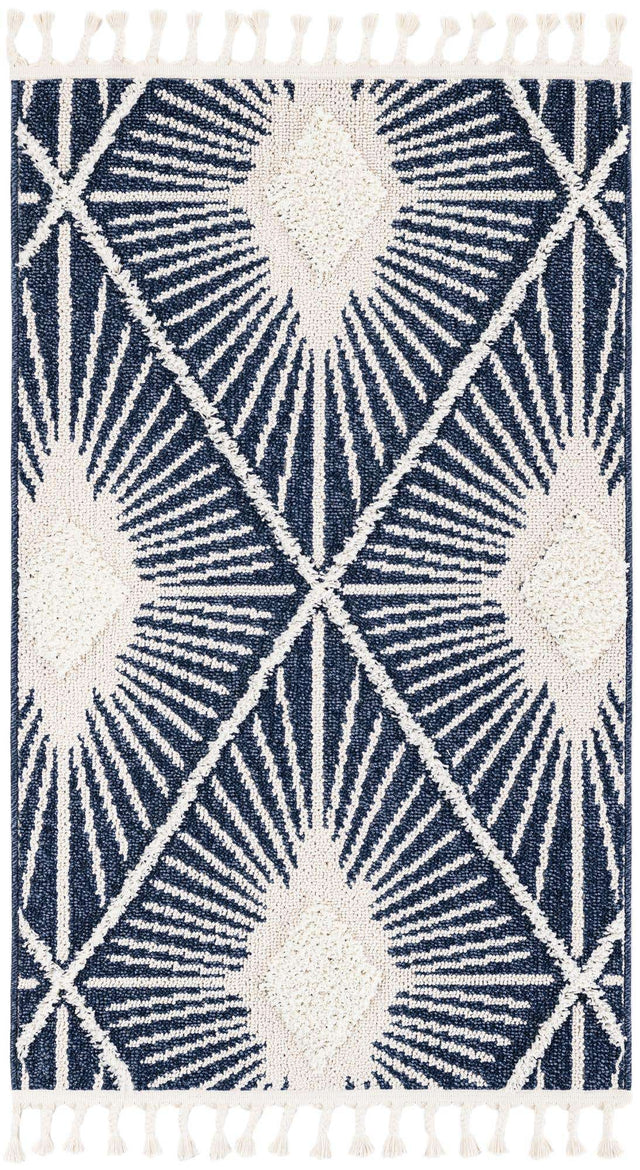 Blue 3' 3 x 5' 3 Boho Rectangle Area Rug 100% Polyester With Cotton Backing Geometric Modern Boho Bohemian Decor Carpet for Living Rooms Office Dining Kitchen Unique Interior Design for Sale at Rug Engine
