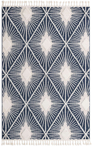 Blue 6' 1 x 9' Boho Rectangle Area Rug 100% Polyester With Cotton Backing Geometric Modern Boho Bohemian Decor Carpet for Living Rooms Office Dining Kitchen Unique Interior Design for Sale at Rug Engine