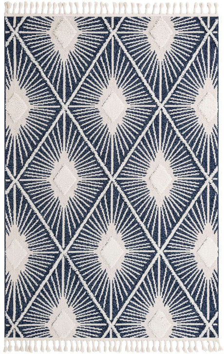 Blue 6' 1 x 9' Boho Rectangle Area Rug 100% Polyester With Cotton Backing Geometric Modern Boho Bohemian Decor Carpet for Living Rooms Office Dining Kitchen Unique Interior Design for Sale at Rug Engine