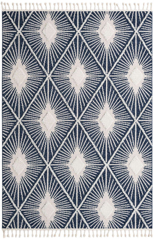 Blue 7' 1 x 10' Boho Rectangle Area Rug 100% Polyester With Cotton Backing Geometric Modern Boho Bohemian Decor Carpet for Living Rooms Office Dining Kitchen Unique Interior Design for Sale at Rug Engine