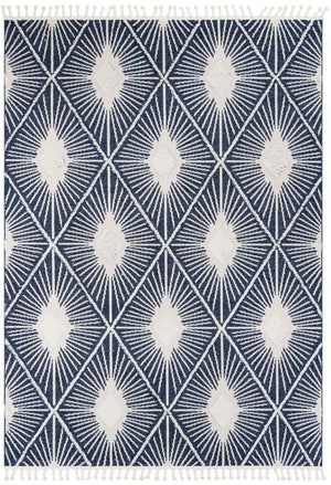 Blue 7' 10 x 11' Boho Rectangle Area Rug 100% Polyester With Cotton Backing Geometric Modern Boho Bohemian Decor Carpet for Living Rooms Office Dining Kitchen Unique Interior Design for Sale at Rug Engine