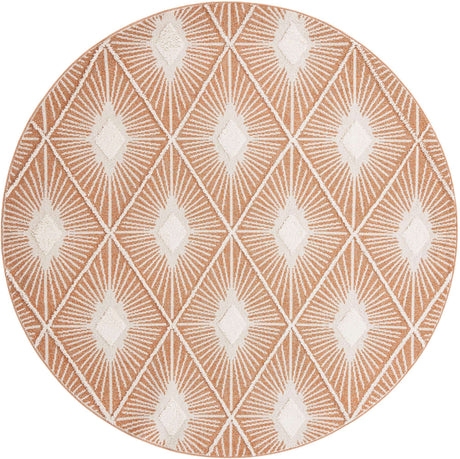 Rust Red 10' x 10' Boho Round Area Rug 100% Polyester With Cotton Backing Geometric Modern Boho Bohemian Decor Carpet for Living Rooms Office Dining Kitchen Unique Interior Design for Sale at Rug Engine