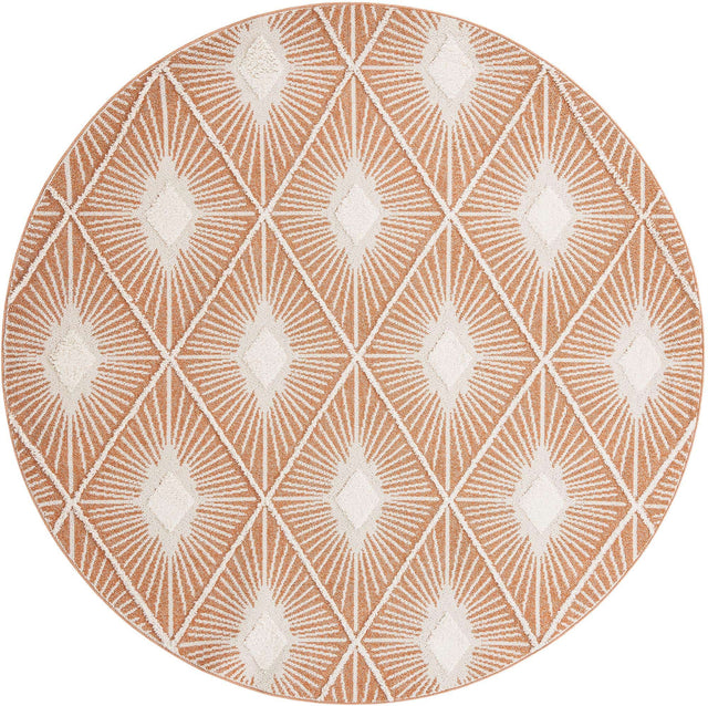 Rust Red 10' x 10' Boho Round Area Rug 100% Polyester With Cotton Backing Geometric Modern Boho Bohemian Decor Carpet for Living Rooms Office Dining Kitchen Unique Interior Design for Sale at Rug Engine