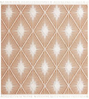 Rust Red 10' x 10' Boho Square Area Rug 100% Polyester With Cotton Backing Geometric Modern Boho Bohemian Decor Carpet for Living Rooms Office Dining Kitchen Unique Interior Design for Sale at Rug Engine
