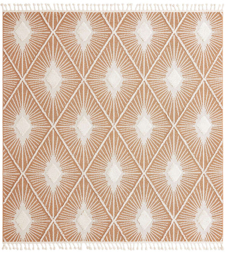 Rust Red 10' x 10' Boho Square Area Rug 100% Polyester With Cotton Backing Geometric Modern Boho Bohemian Decor Carpet for Living Rooms Office Dining Kitchen Unique Interior Design for Sale at Rug Engine
