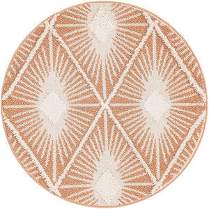 Rust Red 4' 1 x 4' 1 Boho Round Area Rug 100% Polyester With Cotton Backing Geometric Modern Boho Bohemian Decor Carpet for Living Rooms Office Dining Kitchen Unique Interior Design for Sale at Rug Engine
