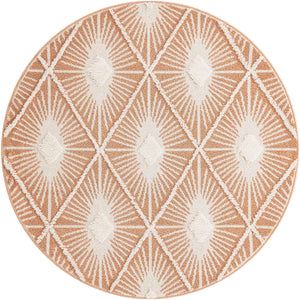 Rust Red 6' 1 x 6' 1 Boho Round Area Rug 100% Polyester With Cotton Backing Geometric Modern Boho Bohemian Decor Carpet for Living Rooms Office Dining Kitchen Unique Interior Design for Sale at Rug Engine