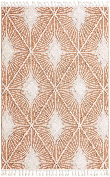 Rust Red 6' 1 x 9' Boho Rectangle Area Rug 100% Polyester With Cotton Backing Geometric Modern Boho Bohemian Decor Carpet for Living Rooms Office Dining Kitchen Unique Interior Design for Sale at Rug Engine
