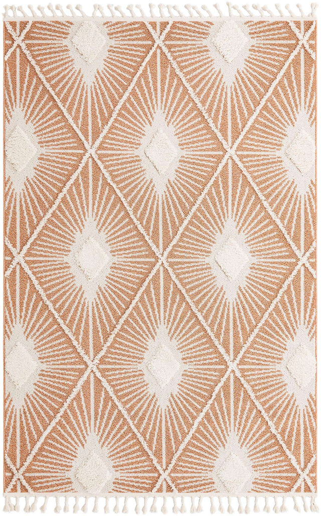 Rust Red 6' 1 x 9' Boho Rectangle Area Rug 100% Polyester With Cotton Backing Geometric Modern Boho Bohemian Decor Carpet for Living Rooms Office Dining Kitchen Unique Interior Design for Sale at Rug Engine