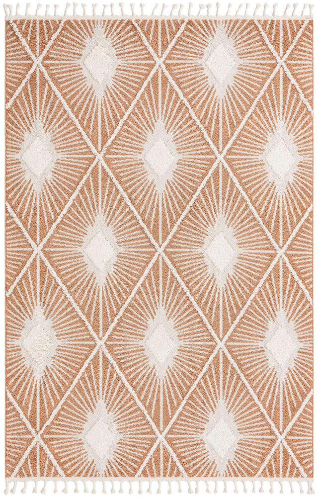 Rust Red 7' 1 x 10' Boho Rectangle Area Rug 100% Polyester With Cotton Backing Geometric Modern Boho Bohemian Decor Carpet for Living Rooms Office Dining Kitchen Unique Interior Design for Sale at Rug Engine
