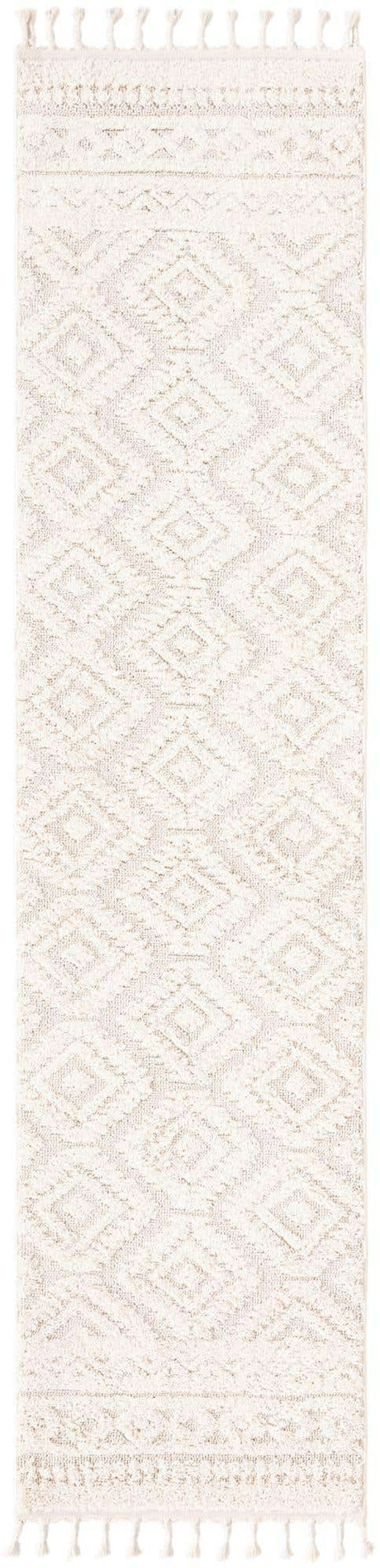 Ivory 2' 7 x 10' Boho Runner Area Rug 100% Polyester With Cotton Backing Geometric Modern Boho Bohemian Decor Carpet for Living Rooms Office Dining Kitchen Unique Interior Design for Sale at Rug Engine