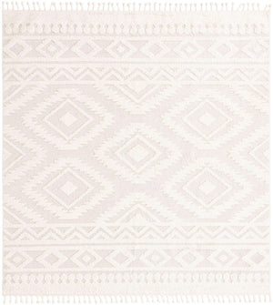 Ivory 10' x 10' Boho Square Area Rug 100% Polyester With Cotton Backing Geometric Modern Boho Bohemian Decor Carpet for Living Rooms Office Dining Kitchen Unique Interior Design for Sale at Rug Engine
