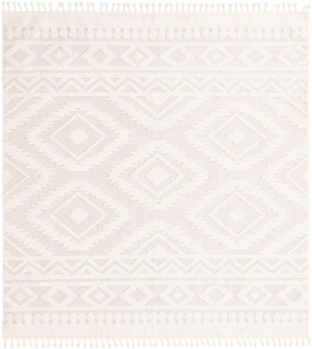 Ivory 10' x 10' Boho Square Area Rug 100% Polyester With Cotton Backing Geometric Modern Boho Bohemian Decor Carpet for Living Rooms Office Dining Kitchen Unique Interior Design for Sale at Rug Engine