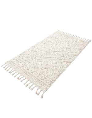 Ivory 3' 3 x 5' 3 Boho Rectangle Area Rug 100% Polyester With Cotton Backing Geometric Modern Boho Bohemian Decor Carpet for Living Rooms Office Dining Kitchen Unique Interior Design for Sale at Rug Engine