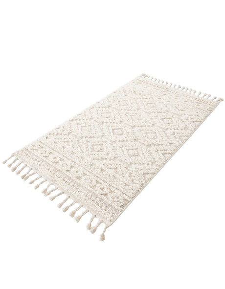 Ivory 3' 3 x 5' 3 Boho Rectangle Area Rug 100% Polyester With Cotton Backing Geometric Modern Boho Bohemian Decor Carpet for Living Rooms Office Dining Kitchen Unique Interior Design for Sale at Rug Engine