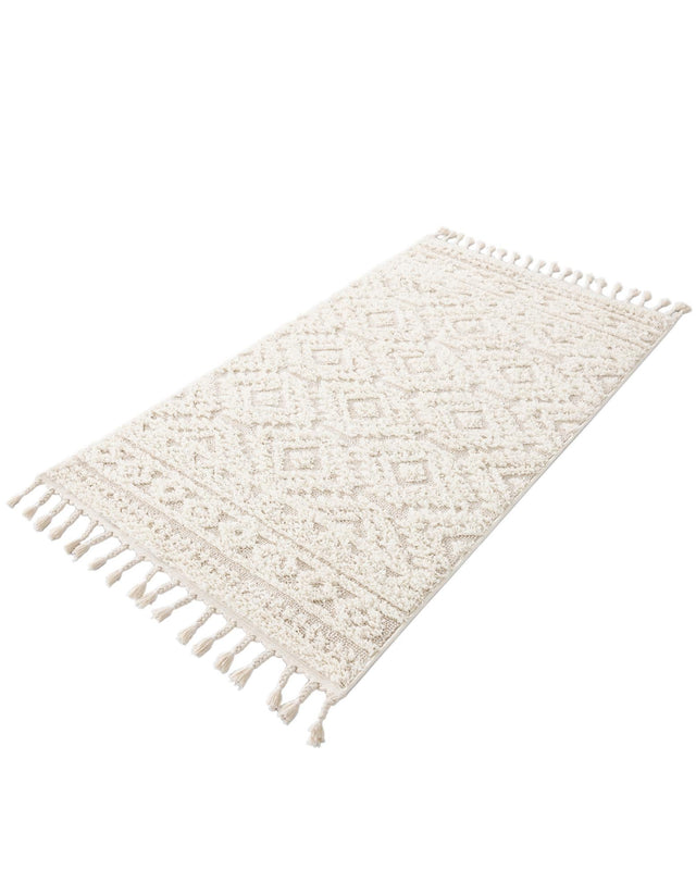 Ivory 3' 3 x 5' 3 Boho Rectangle Area Rug 100% Polyester With Cotton Backing Geometric Modern Boho Bohemian Decor Carpet for Living Rooms Office Dining Kitchen Unique Interior Design for Sale at Rug Engine