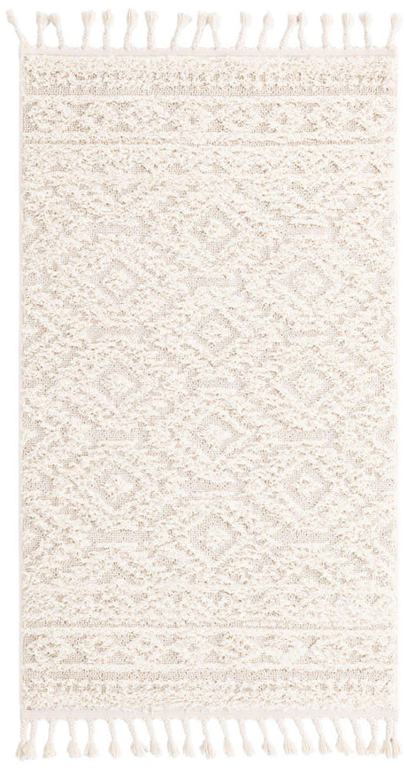 Ivory 3' 3 x 5' 3 Boho Rectangle Area Rug 100% Polyester With Cotton Backing Geometric Modern Boho Bohemian Decor Carpet for Living Rooms Office Dining Kitchen Unique Interior Design for Sale at Rug Engine