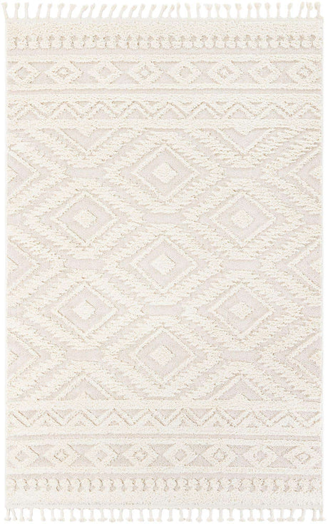 Ivory 6' 1 x 9' Boho Rectangle Area Rug 100% Polyester With Cotton Backing Geometric Modern Boho Bohemian Decor Carpet for Living Rooms Office Dining Kitchen Unique Interior Design for Sale at Rug Engine