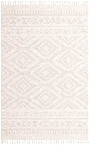 Ivory 7' 1 x 10' Boho Rectangle Area Rug 100% Polyester With Cotton Backing Geometric Modern Boho Bohemian Decor Carpet for Living Rooms Office Dining Kitchen Unique Interior Design for Sale at Rug Engine