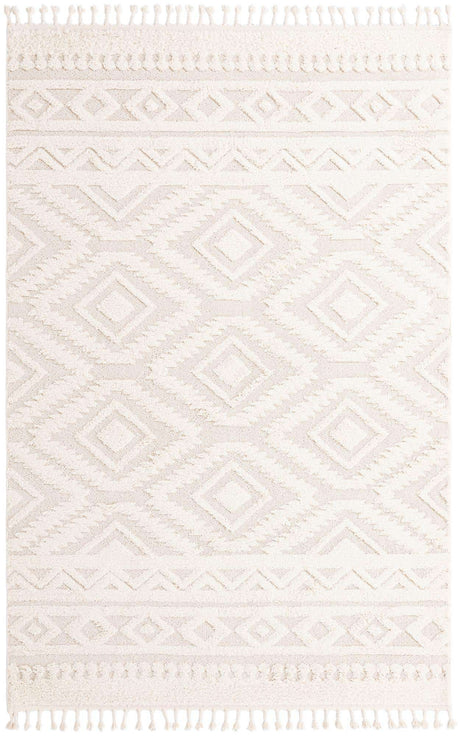 Ivory 7' 1 x 10' Boho Rectangle Area Rug 100% Polyester With Cotton Backing Geometric Modern Boho Bohemian Decor Carpet for Living Rooms Office Dining Kitchen Unique Interior Design for Sale at Rug Engine