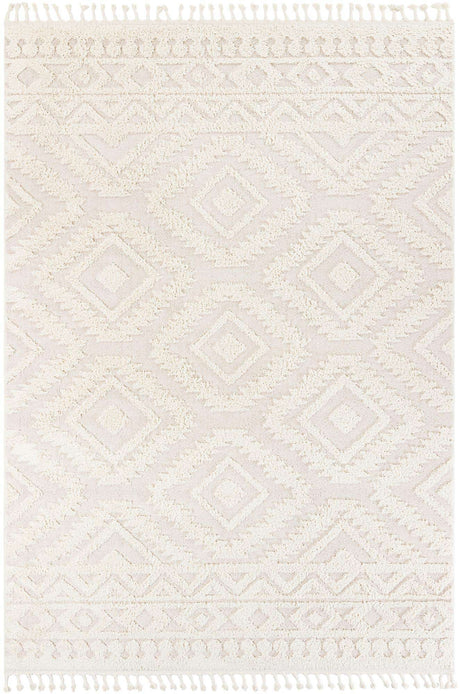Ivory 7' 10 x 11' Boho Rectangle Area Rug 100% Polyester With Cotton Backing Geometric Modern Boho Bohemian Decor Carpet for Living Rooms Office Dining Kitchen Unique Interior Design for Sale at Rug Engine
