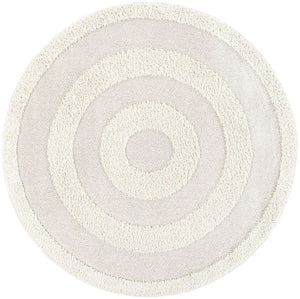 Ivory 6' 1 x 6' 1 Boho Round Area Rug 100% Polyester With Cotton Backing Geometric Modern Boho Bohemian Decor Carpet for Living Rooms Office Dining Kitchen Unique Interior Design for Sale at Rug Engine