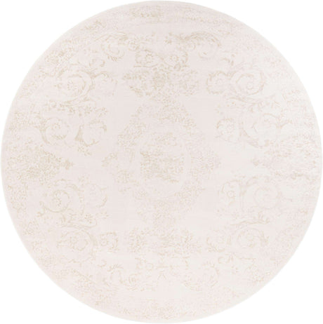 Ivory 10' x 10' Finsbury Round Area Rug 60% Polypropylene & 40% Polyester Contemporary Carpet for Living Rooms, Dining, Offices for Sale at Rug Engine