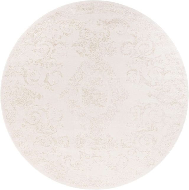 Ivory 10' x 10' Finsbury Round Area Rug 60% Polypropylene & 40% Polyester Contemporary Carpet for Living Rooms, Dining, Offices for Sale at Rug Engine