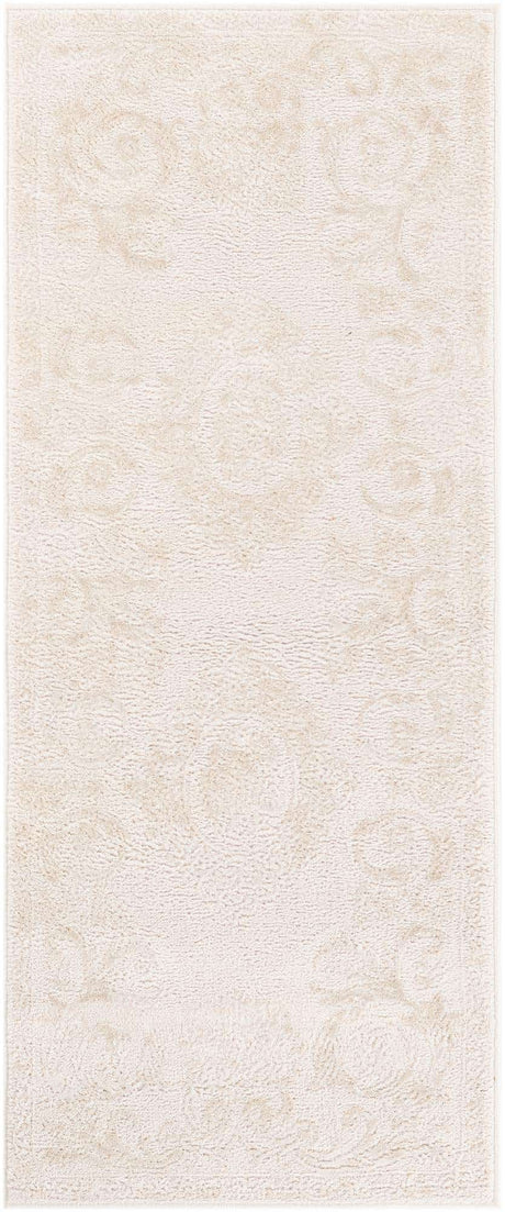 Ivory 2' x 5' 1 Finsbury Runner Area Rug 60% Polypropylene & 40% Polyester Contemporary Carpet for Living Rooms, Dining, Offices for Sale at Rug Engine