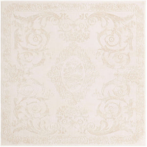 Ivory 5' 3 x 5' 3 Finsbury Square Area Rug 60% Polypropylene & 40% Polyester Contemporary Carpet for Living Rooms, Dining, Offices for Sale at Rug Engine