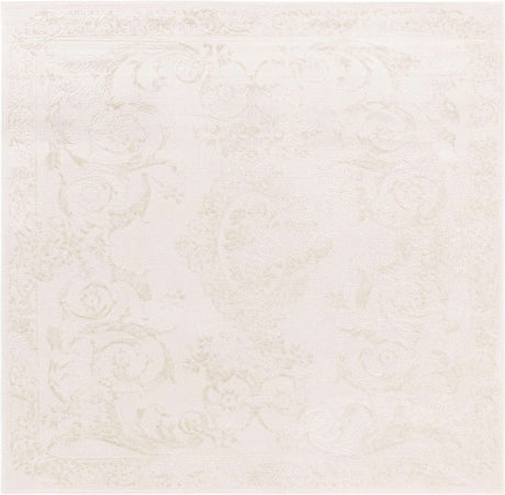 Ivory 6' 1 x 6' 1 Finsbury Square Area Rug 60% Polypropylene & 40% Polyester Contemporary Carpet for Living Rooms, Dining, Offices for Sale at Rug Engine