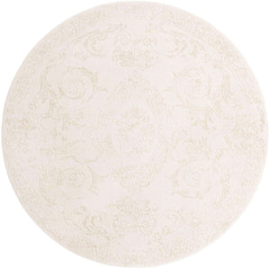 Ivory 7' 10 x 7' 10 Finsbury Round Area Rug 60% Polypropylene & 40% Polyester Contemporary Carpet for Living Rooms, Dining, Offices for Sale at Rug Engine