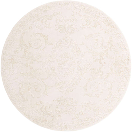 Ivory 7' 10 x 7' 10 Finsbury Round Area Rug 60% Polypropylene & 40% Polyester Contemporary Carpet for Living Rooms, Dining, Offices for Sale at Rug Engine