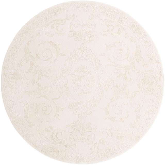 Ivory 7' 10 x 7' 10 Finsbury Round Area Rug 60% Polypropylene & 40% Polyester Contemporary Carpet for Living Rooms, Dining, Offices for Sale at Rug Engine