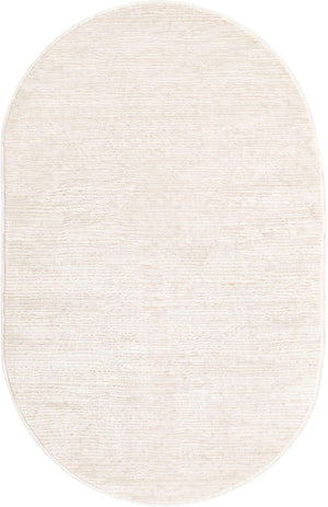 Ivory 3' 3 x 5' 3 Finsbury Oval Area Rug 60% Polypropylene & 40% Polyester Contemporary Carpet for Living Rooms, Dining, Offices for Sale at Rug Engine