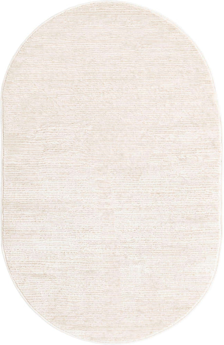 Ivory 3' 3 x 5' 3 Finsbury Oval Area Rug 60% Polypropylene & 40% Polyester Contemporary Carpet for Living Rooms, Dining, Offices for Sale at Rug Engine