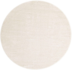 Ivory 5' 3 x 5' 3 Finsbury Round Area Rug 60% Polypropylene & 40% Polyester Contemporary Carpet for Living Rooms, Dining, Offices for Sale at Rug Engine